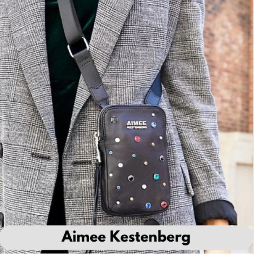 Aimee Kestenberg Black Starlight Leather Just Saying Jeweled Crossbody Bag